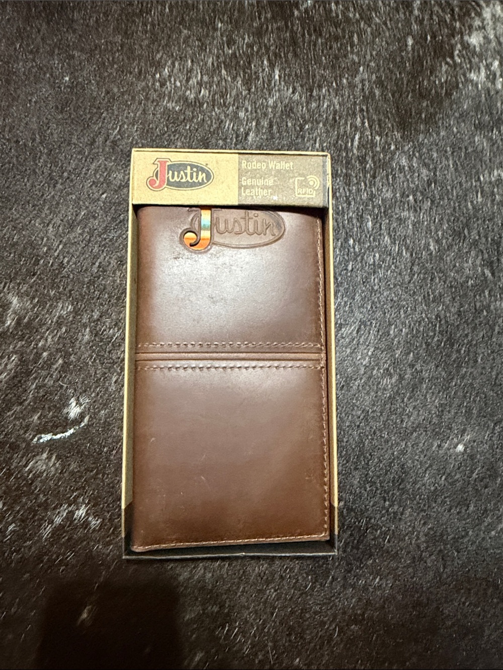 Justin Boots Black and Brown Bifold Wallet with Card Slots